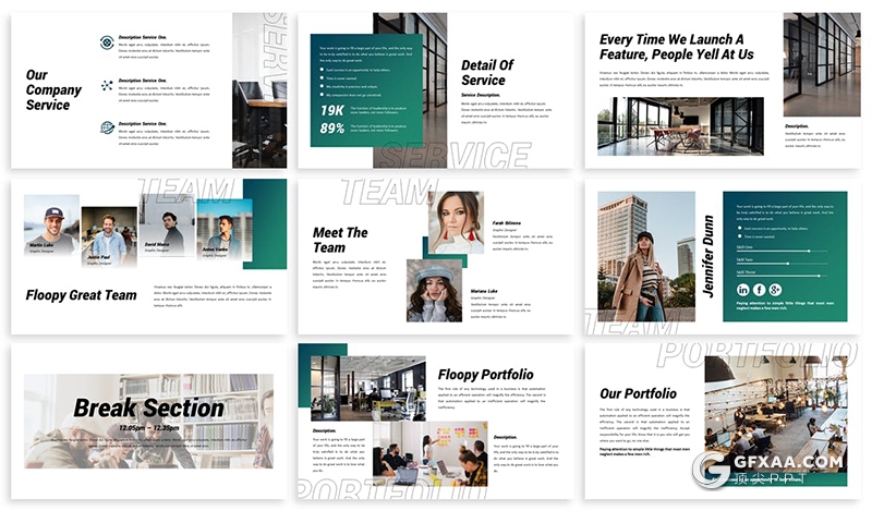 30页国外扁平化商务风格企业介绍项目会议通用PPT模板 - 顶尖PPT