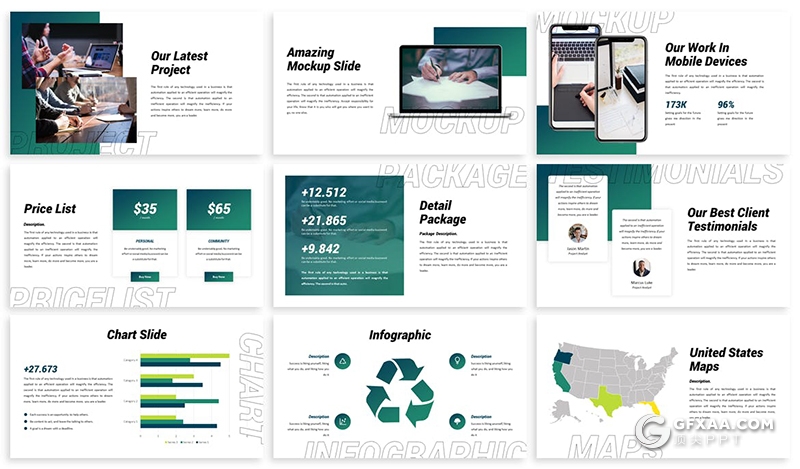 30页国外扁平化商务风格企业介绍项目会议通用PPT模板 - 顶尖PPT