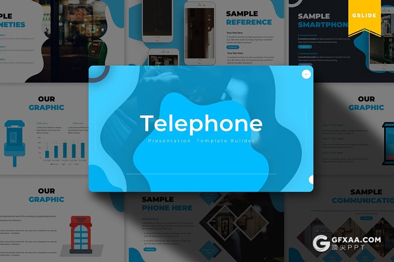 30页国外商务风格数据分析统计公共电话Google slides模板5种配色 - 顶尖PPT