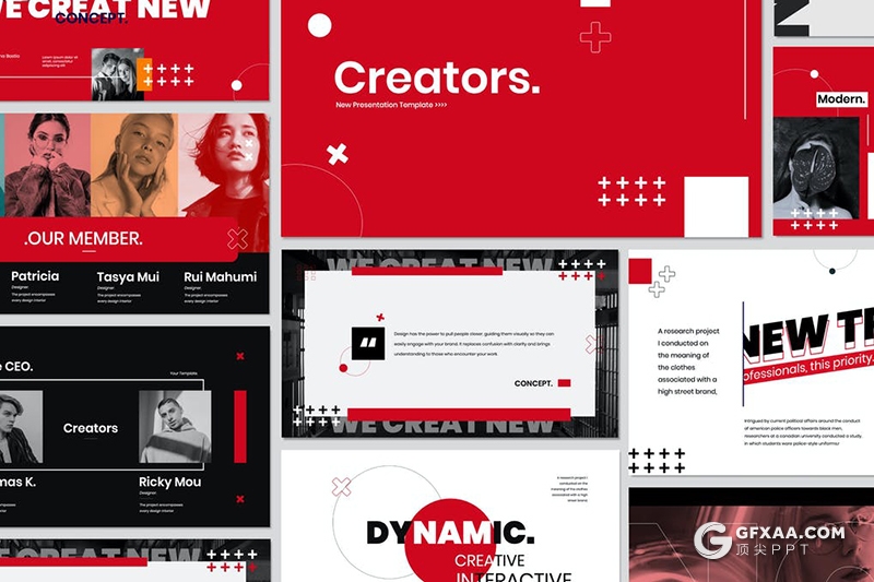 30页红色潮流杂志设计风格PPT模板 - 顶尖PPT