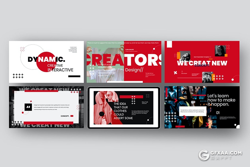 30页红色潮流杂志设计风格PPT模板 - 顶尖PPT