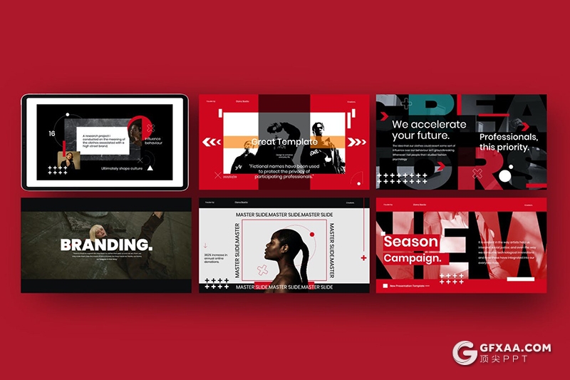 30页红色潮流杂志设计风格PPT模板 - 顶尖PPT