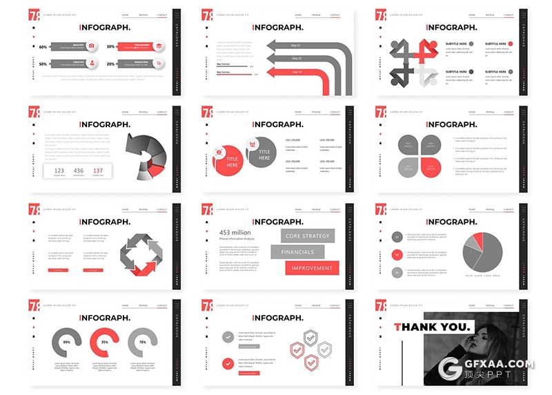 30页商务数据分析时尚模特写真服Google slides模板5种配色 - 顶尖PPT