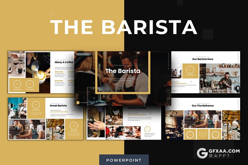 30页咖啡饮料介绍宣传公司年终总结PPT模板5种配色 - 顶尖PPT