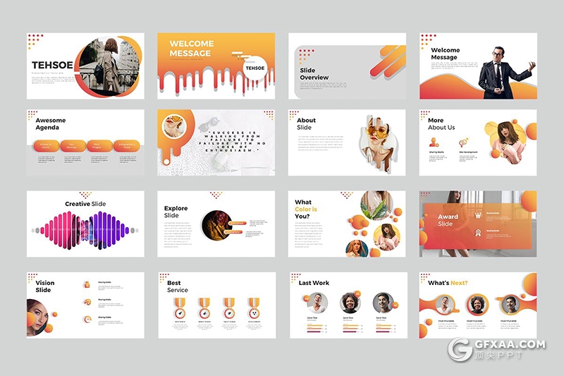 30页创意图形版式设计国外商务通用ppt模板 - 顶尖PPT