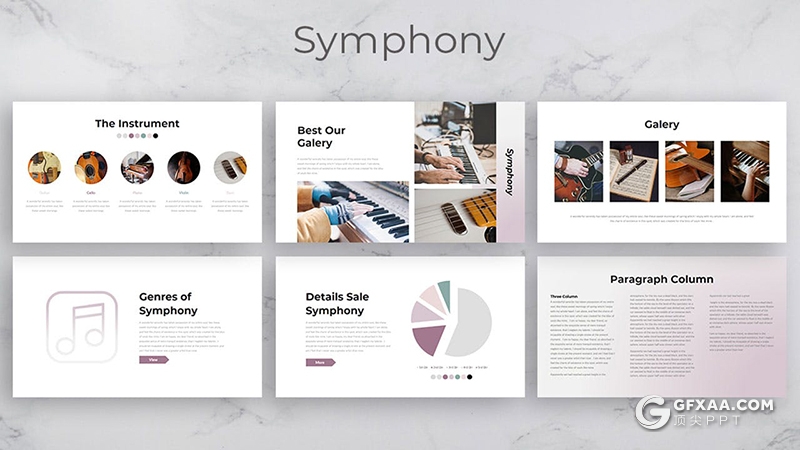 54页音乐培训乐器教育培训音乐教学文艺风格keynote模板 - 顶尖PPT