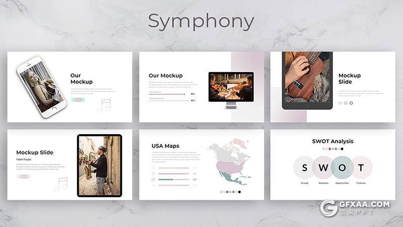 54页音乐培训乐器教育培训音乐教学文艺风格keynote模板 - 顶尖PPT