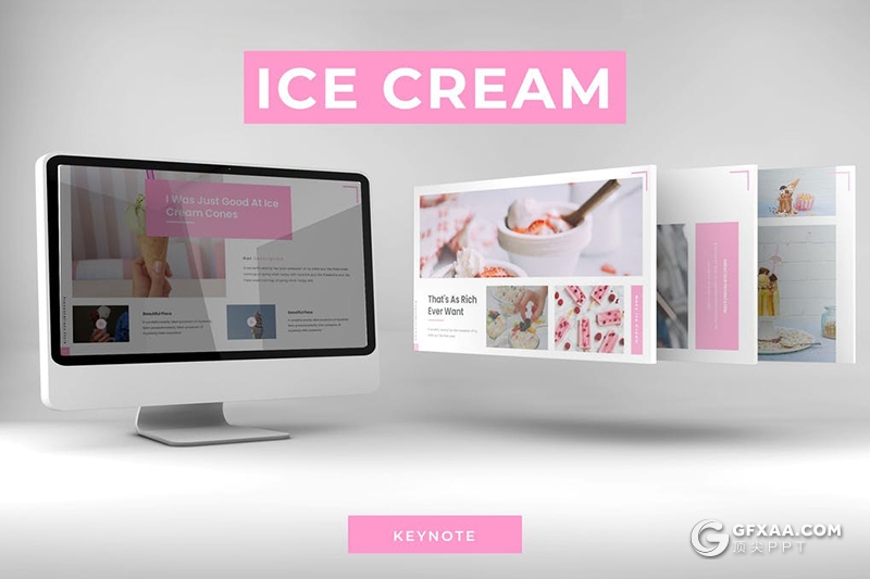30页国外小清新风格冰淇淋种类介绍展示PPT模板5种配色 - 顶尖PPT