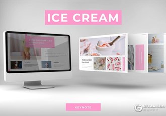 30页国外小清新风格冰淇淋种类介绍展示PPT模板5种配色 - 顶尖PPT