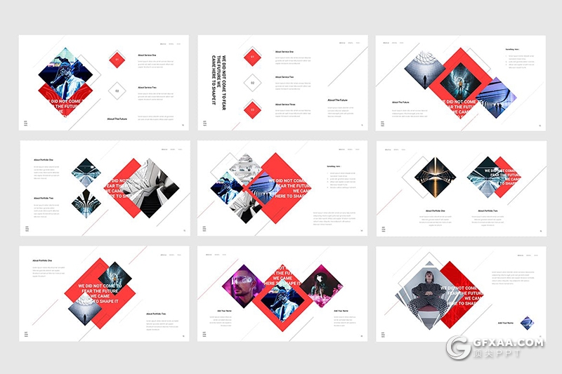 30页扁平化方形版式设计国外keynote模板 - 顶尖PPT