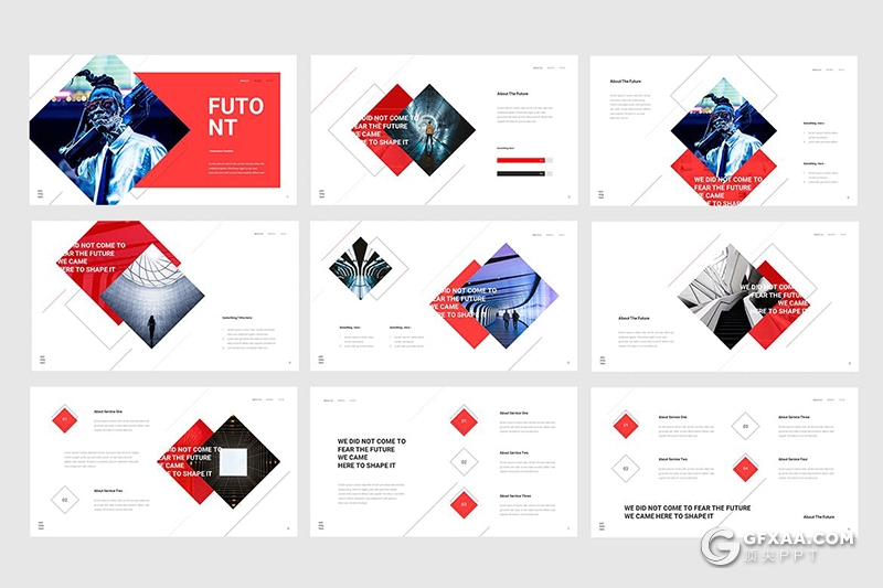 30页扁平化方形版式设计国外keynote模板 - 顶尖PPT