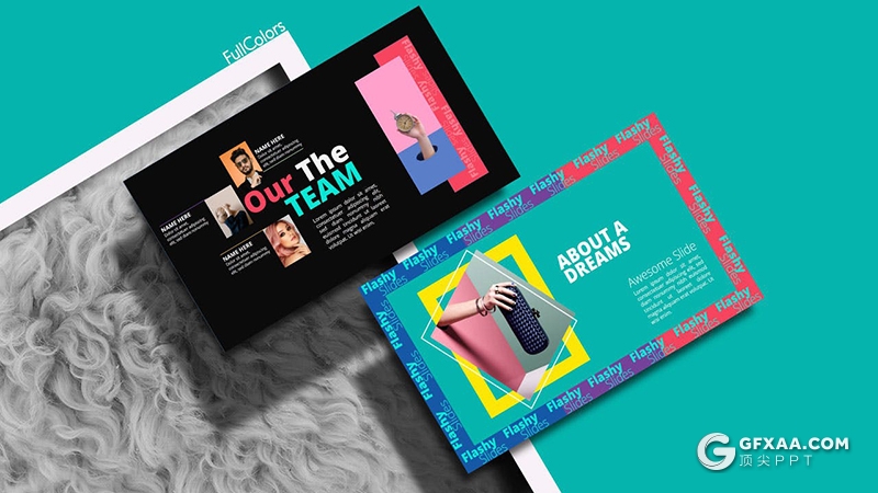 39页彩色几何图形潮流杂志风格Google slides模板 - 顶尖PPT