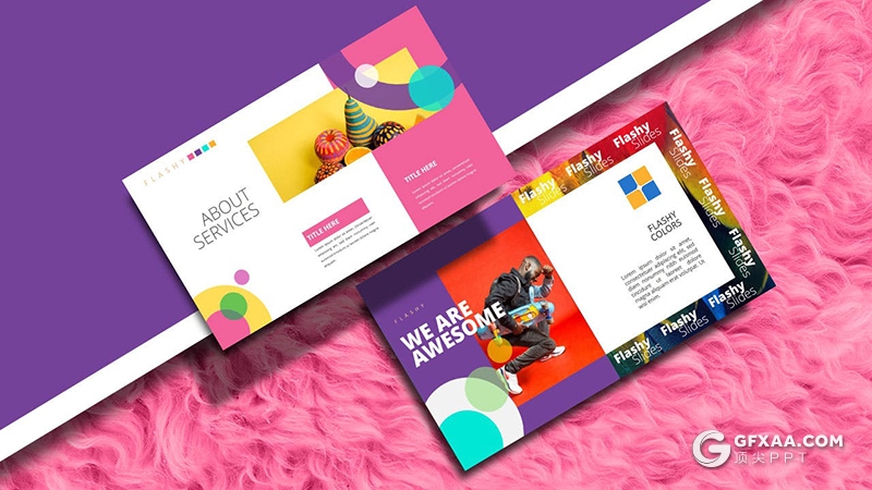 39页彩色几何图形潮流杂志风格Google slides模板 - 顶尖PPT