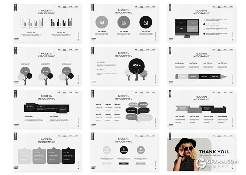 30页国外简约风格时尚服装主题keynote模板5种配色 - 顶尖PPT