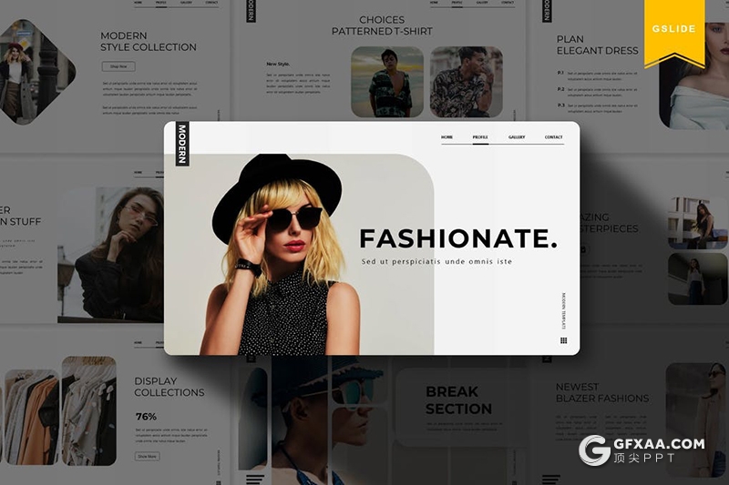 30页国外简约风格时尚服装主题Google slides模板5种配色 - 顶尖PPT