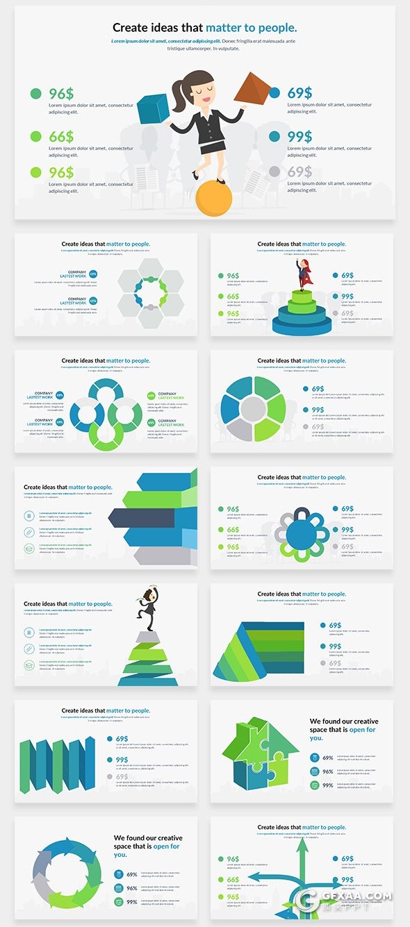 180页国外顶级商务ppt模板创意数据图形3D立体图形合集PPT模板 - 顶尖PPT