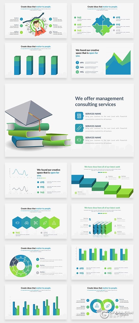 180页国外顶级商务ppt模板创意数据图形3D立体图形合集PPT模板 - 顶尖PPT