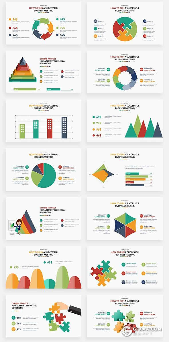 166高端商务卡通人物插画可视化数据信息图形图表PPT模板下载 - 顶尖PPT