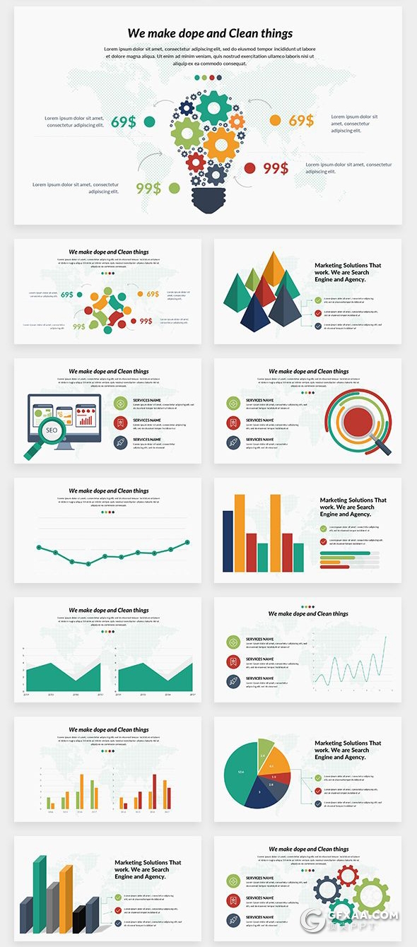 156国外顶级商务数据信息图形图表通用PPT模板 - 顶尖PPT