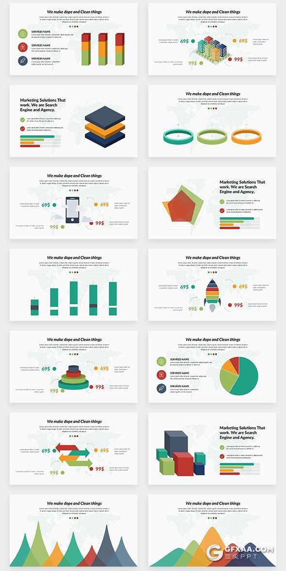 156国外顶级商务数据信息图形图表通用PPT模板 - 顶尖PPT