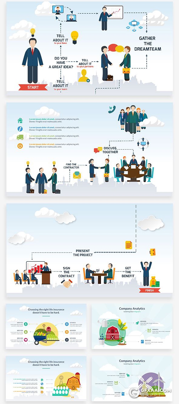 157页国外高端商务卡通人物插画keynote 商务数据图形图表keynote模板 - 顶尖PPT