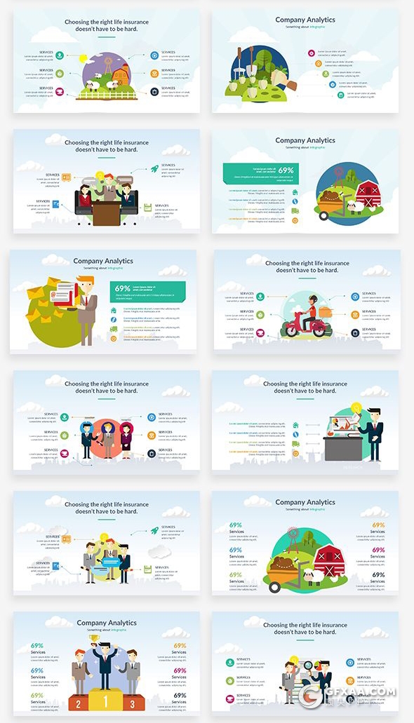 157页国外高端商务卡通人物插画keynote 商务数据图形图表keynote模板 - 顶尖PPT