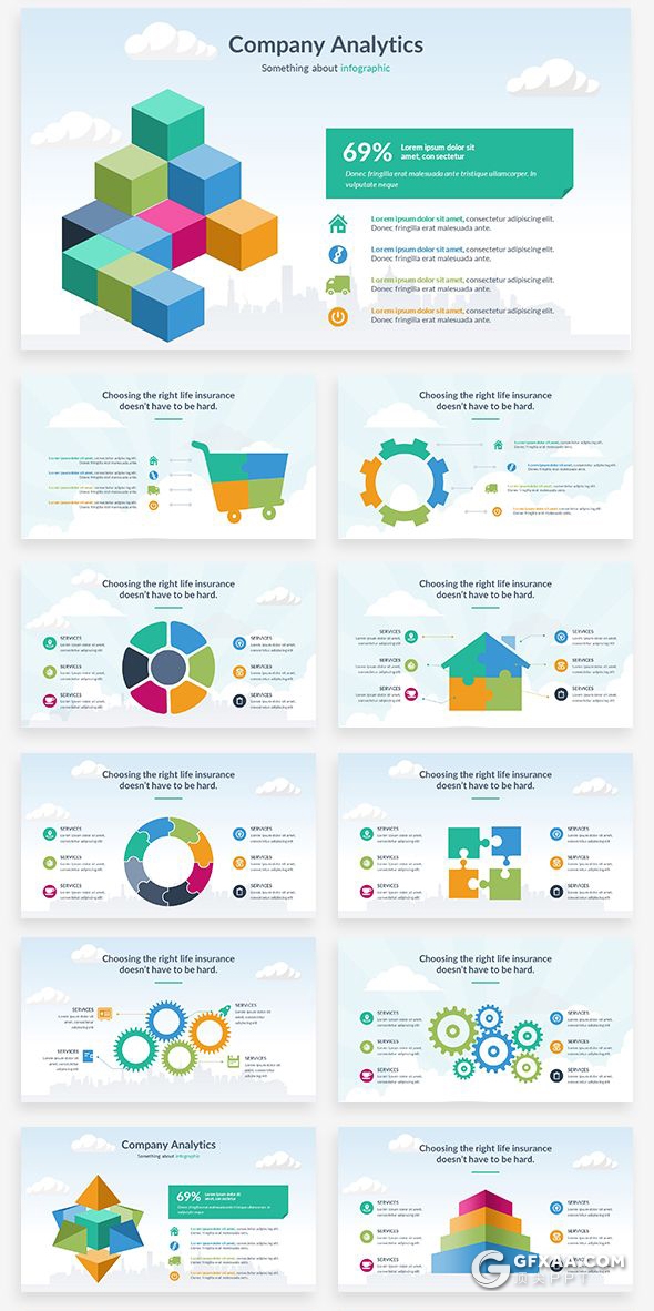 157页国外高端商务卡通人物插画keynote 商务数据图形图表keynote模板 - 顶尖PPT