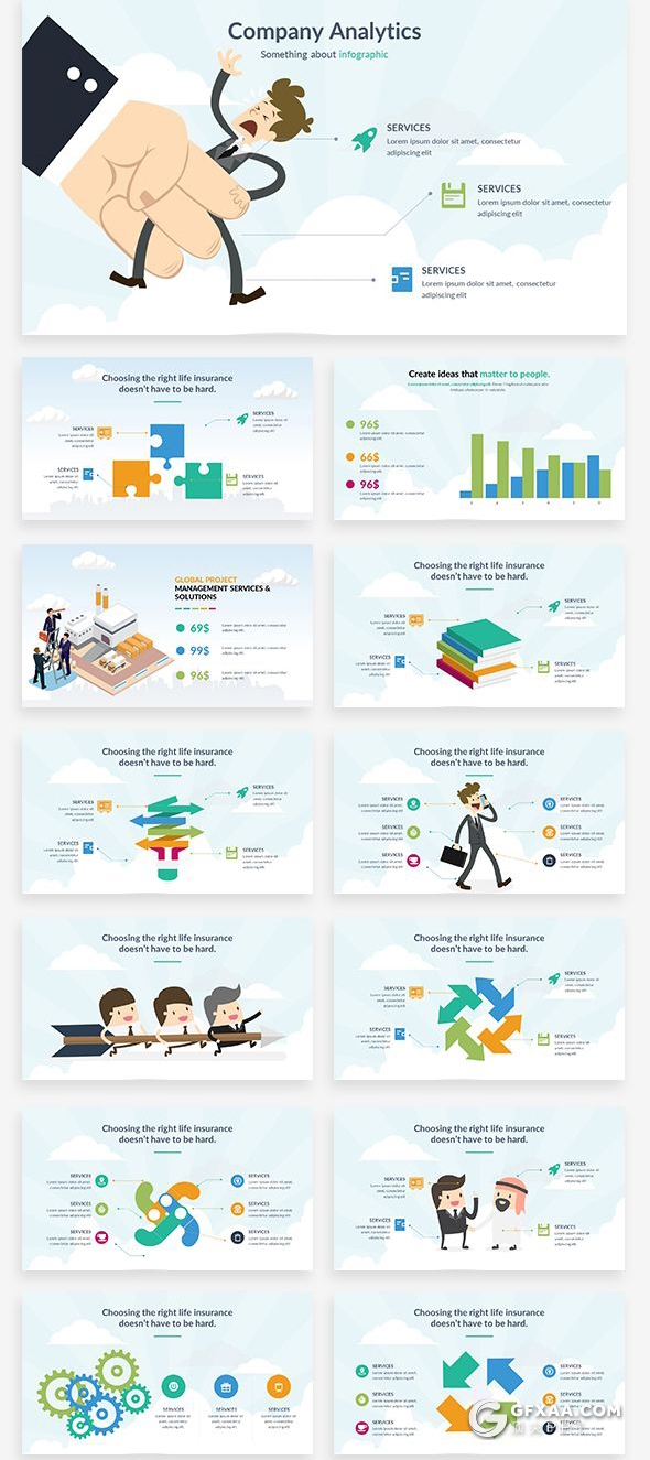 157页国外高端商务卡通人物插画keynote 商务数据图形图表keynote模板 - 顶尖PPT