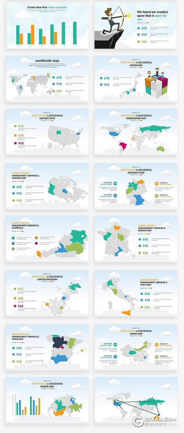 157页国外高端商务卡通人物插画keynote 商务数据图形图表keynote模板 - 顶尖PPT