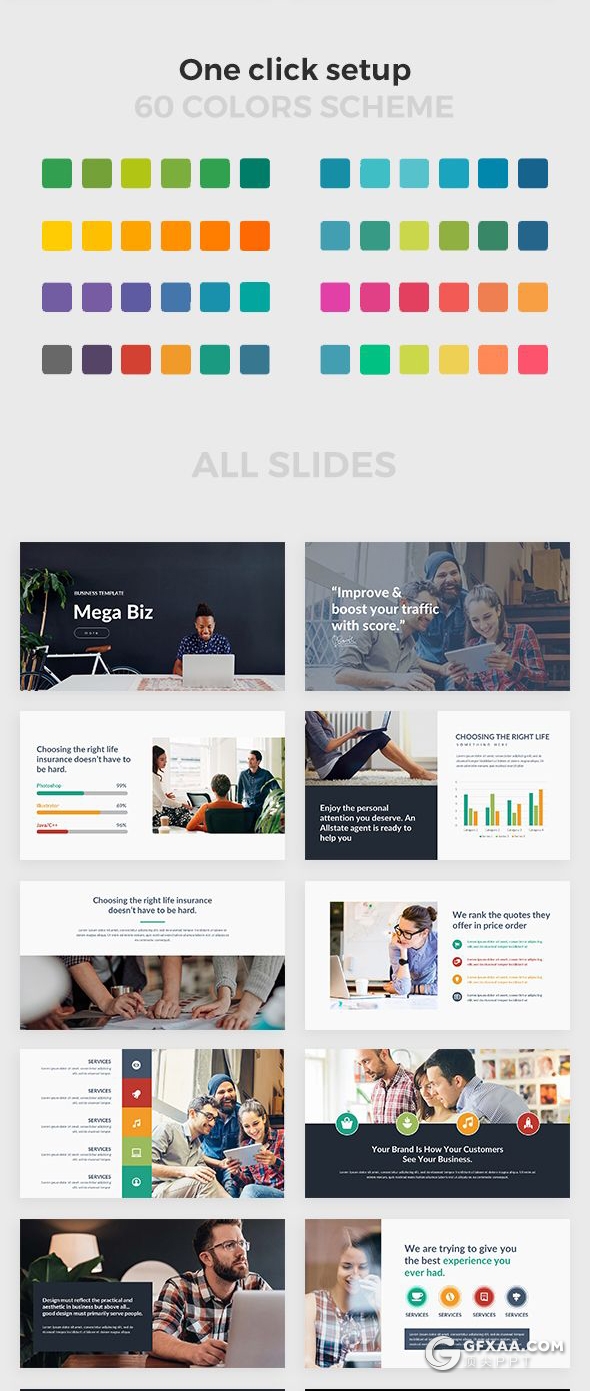 206页国外商务卡通人物插画可视化数据信息图形图表PPT模板 - 顶尖PPT