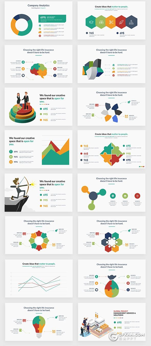206页国外商务卡通人物插画可视化数据信息图形图表PPT模板 - 顶尖PPT