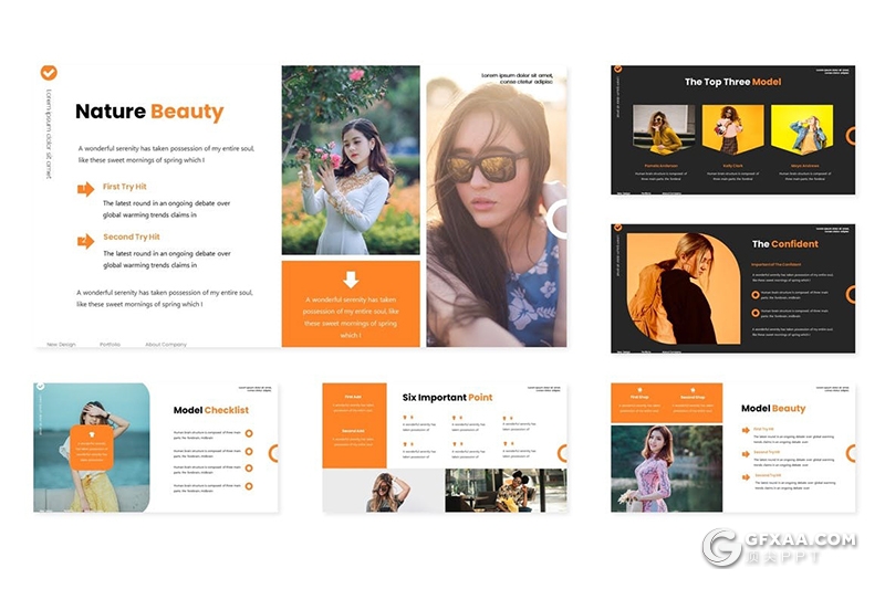 30页时尚女性主题行业keynote模板5种配色 - 顶尖PPT