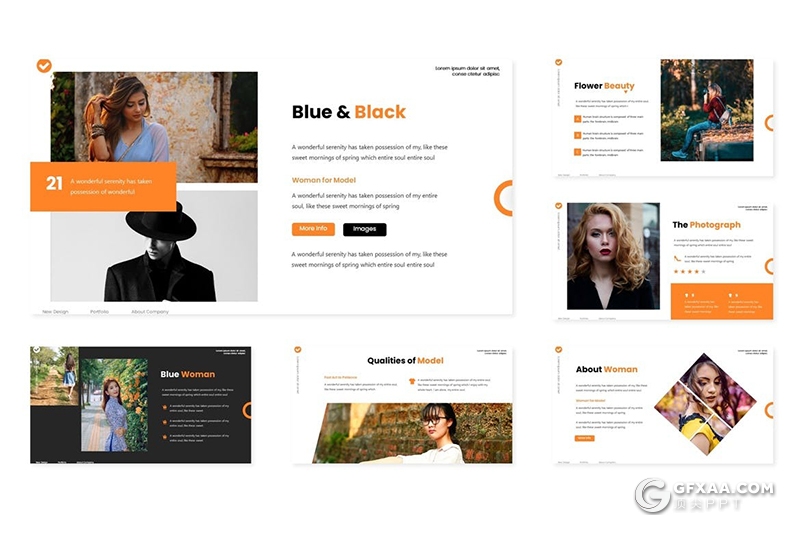 30页时尚女性主题行业keynote模板5种配色 - 顶尖PPT