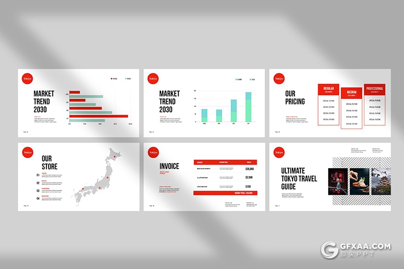 日本东京旅游景点展示旅游数据分析keynote模板 - 顶尖PPT