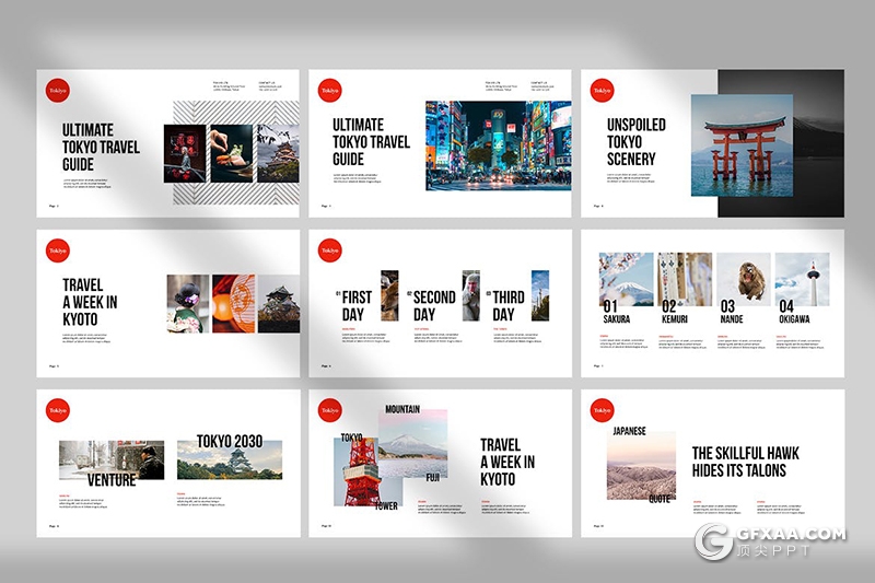 日本东京旅游景点展示旅游数据分析keynote模板 - 顶尖PPT