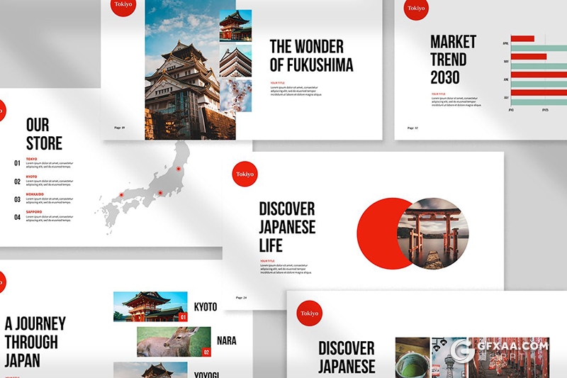 日本东京旅游景点展示旅游数据分析keynote模板 - 顶尖PPT