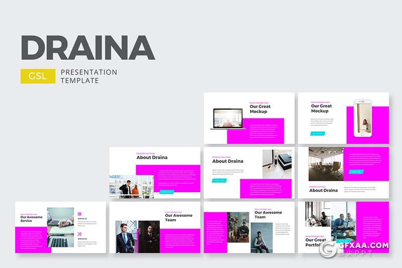 30页亮紫色商务团队人员介绍管理层架构Google slides模板 - 顶尖PPT