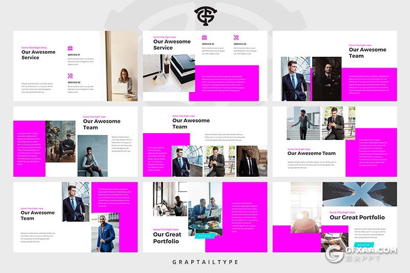 30页亮紫色商务团队人员介绍管理层架构PPT模板 - 顶尖PPT