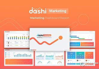 创意彩色数据统计图表仪表盘PPT模板赠送创意卡通人物插画PPT - 顶尖PPT