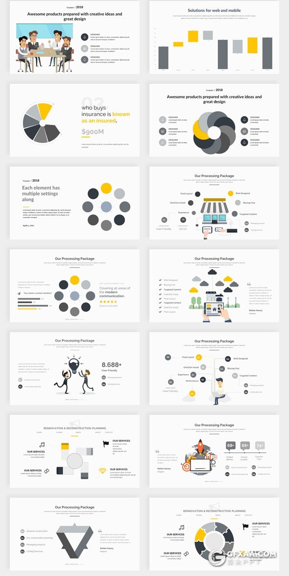 282页国外大型PPT模板商务图形世界各国地图标志性建筑插画商务通用PPT模板 - 顶尖PPT