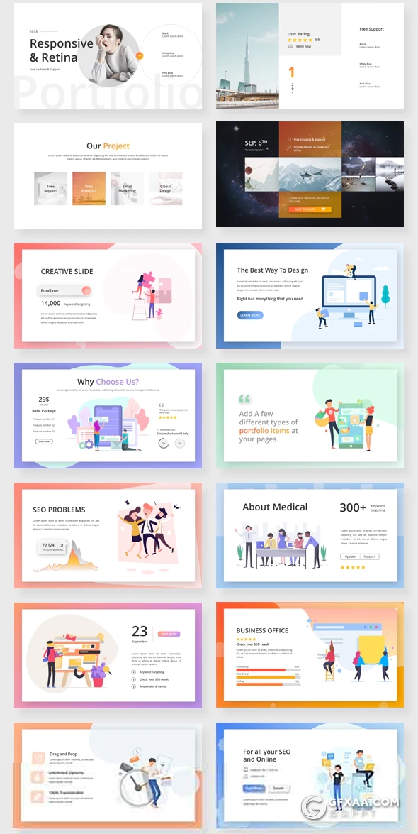 180页国外高端商务PPT模板数据图形地图企业介绍作品展示插画PPT模板 - 顶尖PPT