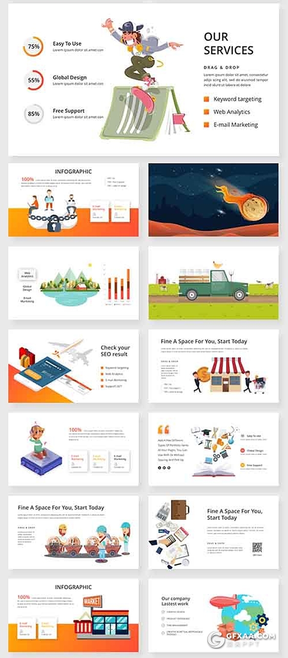 180页国外高端商务PPT模板数据图形地图企业介绍作品展示插画PPT模板 - 顶尖PPT