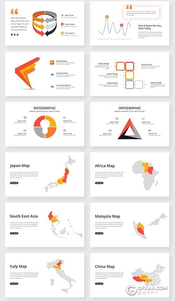 180页国外高端商务PPT模板数据图形地图企业介绍作品展示插画PPT模板 - 顶尖PPT