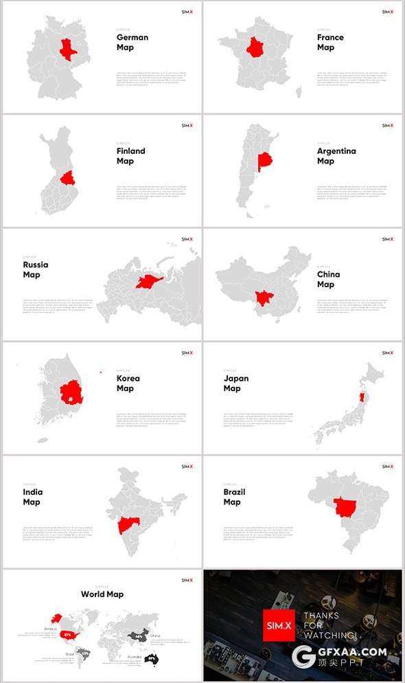 122页扁平化国外数据分析ppt世界各国地图PPT模板 - 顶尖PPT