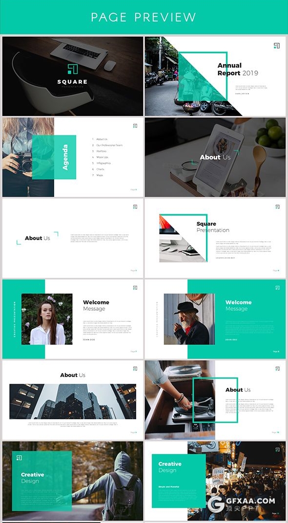 108页扁平化商务风格PPT模板创意商务图形通用PPT模板 - 顶尖PPT