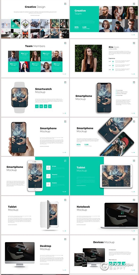108页扁平化商务风格PPT模板创意商务图形通用PPT模板 - 顶尖PPT