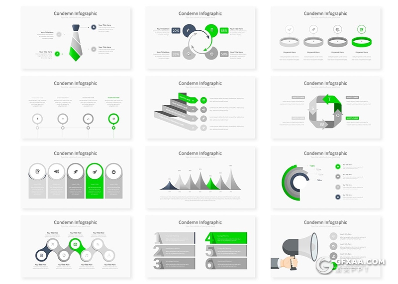30页国外时尚风格商务工作计划数据统计Google slides模板5种配色 - 顶尖PPT