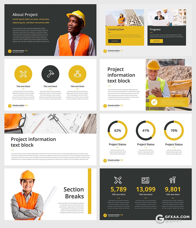 55页建筑施工工程项目合作PPT模板 - 顶尖PPT