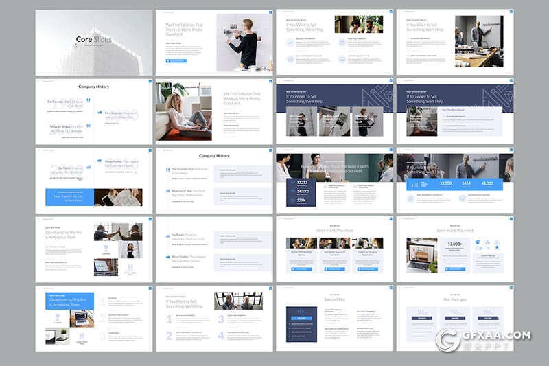 52页国外扁平化商务风格项目介绍会议演讲PPT模板 - 顶尖PPT
