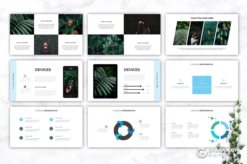 30页时尚简约风格国外多用途Google slides模板5种配色 - 顶尖PPT